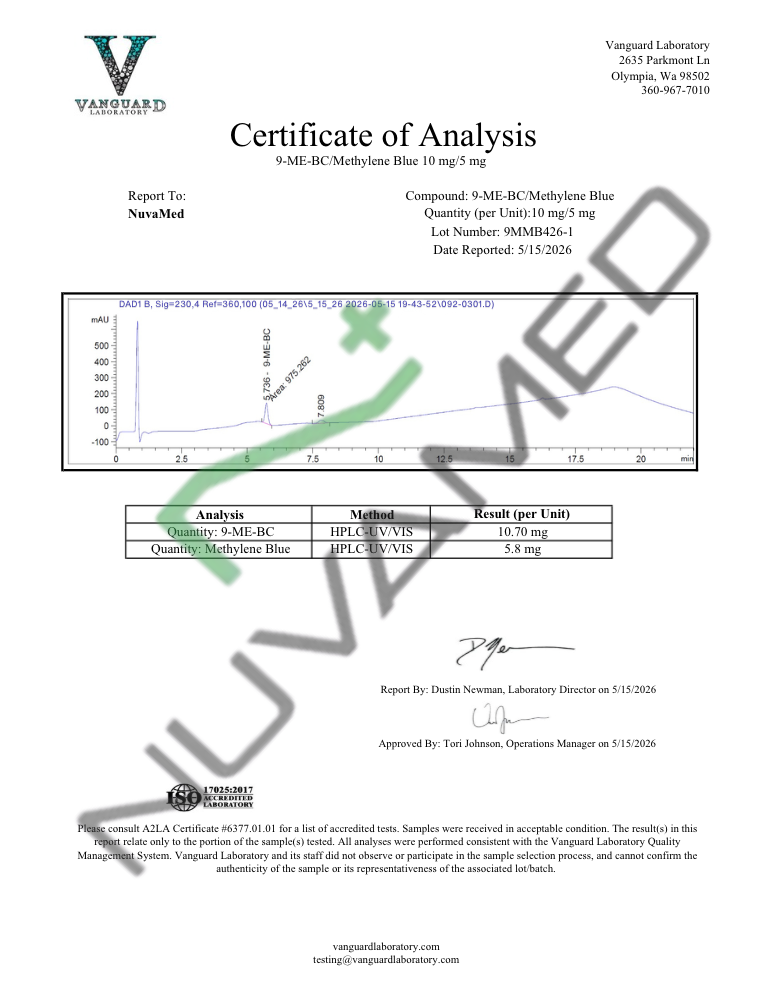 9-ME-BC / Methylene Blue Capsules COA