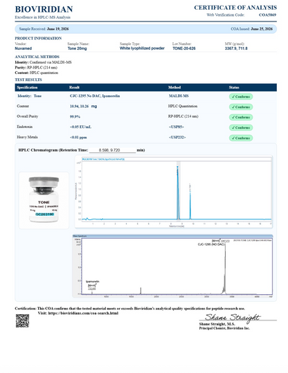 TONE Blend CJC-1295 No DAC (10mg) / Ipamorelin (10mg)